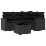 vidaXL Salon de jardin 5 Pièces avec coussins noir résine tressée