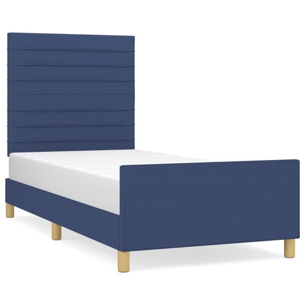 vidaXL Cadre de lit avec tête de lit Bleu 80x200 cm Tissu