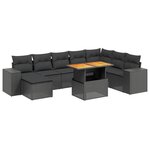 vidaXL Salon de jardin 9 Pièces avec coussins noir résine tressée