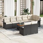 vidaXL Ensemble de Canapé de Jardin 9 Pièces avec Coussins Noir Poly Rattan Acacia