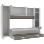 Lit gigogne enfant avec multiples rangements - blanc/argile - 90 x 200 cm - TIDY