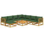 Salon de jardin meuble d'extérieur ensemble de mobilier 9 pièces avec coussins vert bois massif 02_0018171