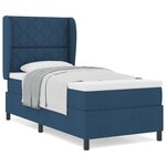 vidaXL Lit à Ressorts Ensachés avec Matelas  Bleu  100x200 cm  Tissu