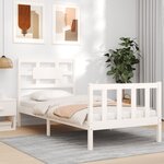vidaXL Cadre de lit et tête de lit blanc 100x200 cm bois massif