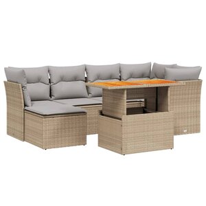 vidaXL Salon de jardin avec coussins 7 Pièces beige résine tressée