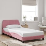 vidaXL Cadre de lit avec tête de lit Dover rose 100x200cm velours