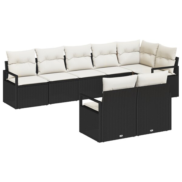 vidaXL Ensemble Canapé de Jardin de 8 Pièces avec Coussins Noir Poly Rattan