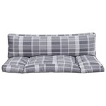vidaXL Coussins de palette 2 Pièces carreaux gris tissu