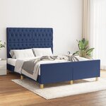 vidaXL Cadre de lit avec tête de lit Bleu 140 x 200 cm Tissu