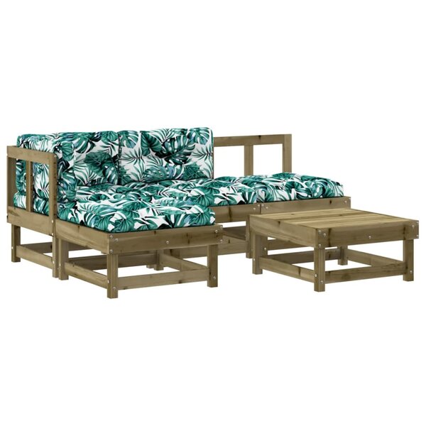 vidaXL Salon de jardin 5 Pièces avec coussins bois de pin imprégné