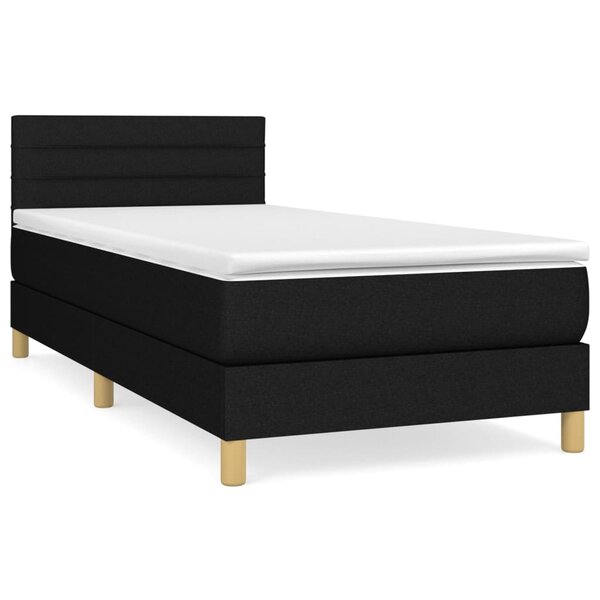 vidaXL Sommier à lattes de lit avec matelas Noir 90x200 cm Tissu