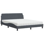 vidaXL Lit avec matelas gris foncé 160x200 cm velours