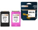Qualitoner - 2 cartouche compatible pour hp 305xl 305 xl noir + couleur (3ym62ae + 3ym63ae)