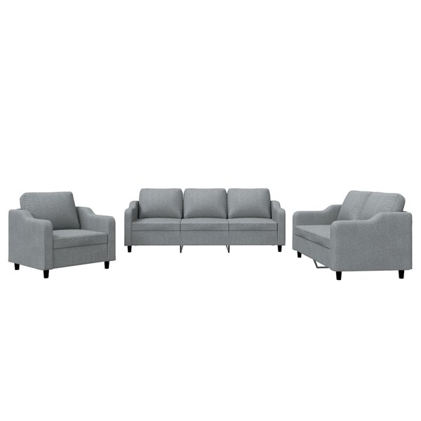 vidaXL Ensemble de canapés 3 Pièces avec coussins Gris clair Tissu