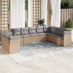 vidaXL Salon de jardin avec coussins 10 Pièces beige résine tressée