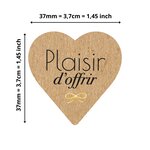 500 Etiquettes Plaisir d'Offir Cœur Kraft Autocollantes en rouleau - 37 x 37 mm - Plaisir d'Offrir - 1 rouleau de 500 Stickers pour fleuriste  entrepreneurs  smallbusiness.