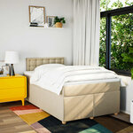 vidaXL Sommier à lattes de lit avec matelas Crème 120x200 cm Tissu