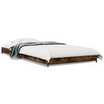 vidaXL Cadre de lit chêne fumé 100x200 cm bois d'ingénierie et métal