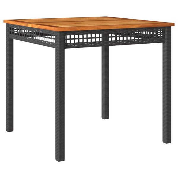 vidaXL Table de jardin noir 80x80x75 cm résine tressée et bois acacia
