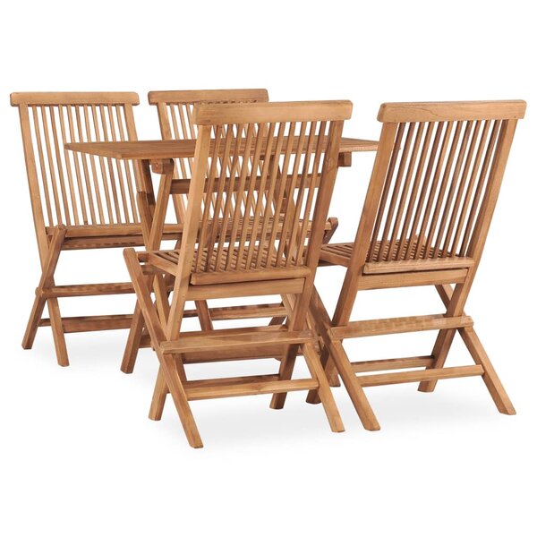 vidaXL Ensemble à manger d'extérieur pliable 5 Pièces Bois solide de teck
