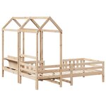 vidaXL Ensemble de lit et de banc avec toit 90x190 cm bois massif pin