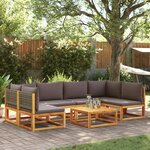 vidaXL Salon de jardin avec coussins 7 Pièces bois massif d'acacia