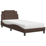 vidaXL Lit avec matelas marron 90x200 cm similicuir