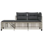 vidaXL Salon de jardin d'angle avec coussins 3 Pièces gris clair rotin