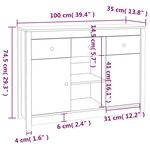 vidaXL Buffet Marron miel 100x35x74 5 cm Bois massif de pin