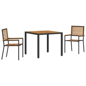 vidaXL Ensemble de salle à manger pour jardin 3 Pièces Noir et Marron