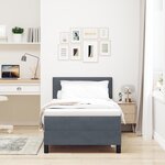Lit à ressorts avec matelas et éclairage LED Gris foncé 90x190 cm Velours