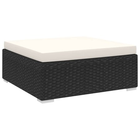 vidaXL Repose-pied sectionnel 1 pc avec coussin Résine tressée Noir