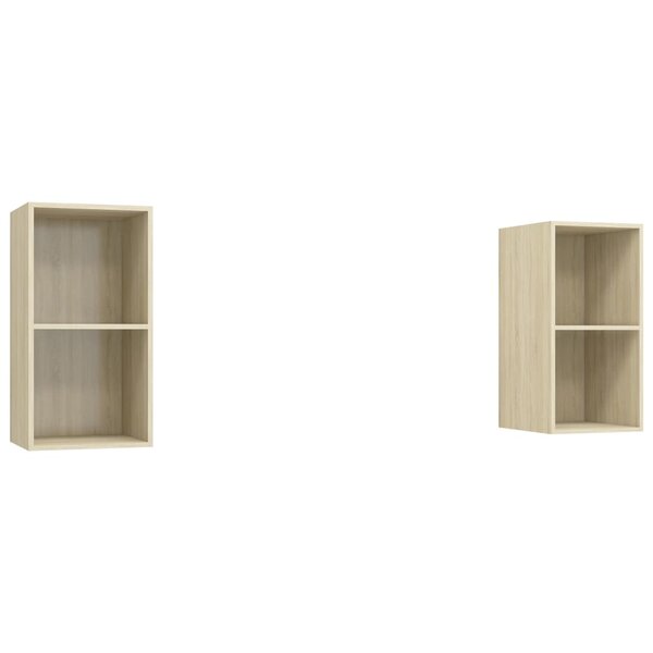 vidaXL Meubles TV muraux 2 Pièces Chêne sonoma Bois d'ingénierie