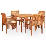 vidaXL Ensemble à manger d'extérieur 5 Pièces et coussins Acacia solide