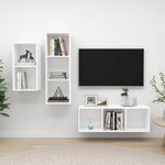 vidaXL Ensemble de meuble TV 3 Pièces Blanc Aggloméré