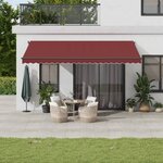 vidaXL Auvent manuel rétractable bordeaux 500x300 cm