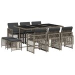 vidaXL Ensemble à manger de jardin 11Pièces avec coussins gris poly rotin