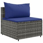 vidaXL Salon de jardin avec coussins 3 Pièces gris résine tressée