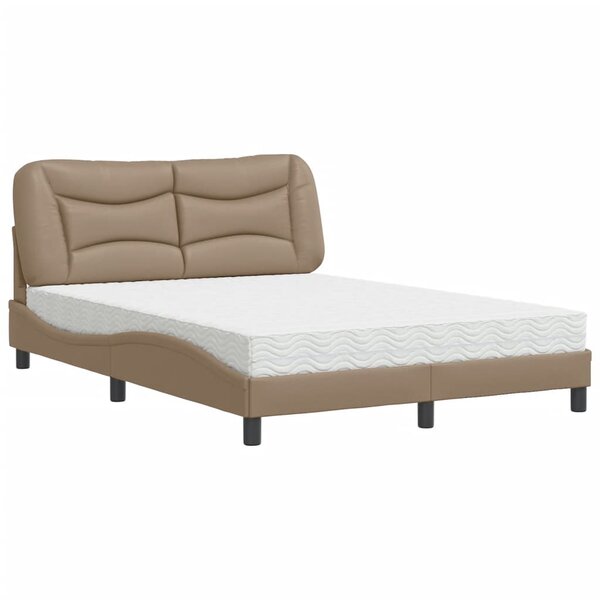 vidaXL Lit avec matelas cappuccino 120x200 cm similicuir