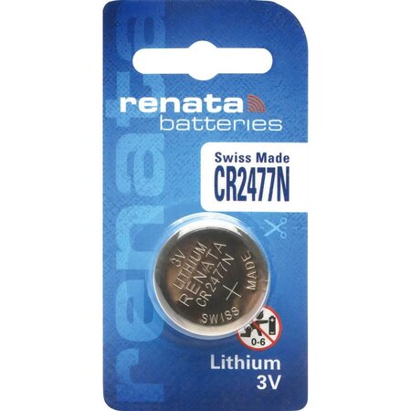 Blister de 1 Pile bouton lithium CR2477N 3V 950 mAh RENATA