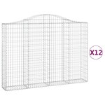 vidaXL Paniers à gabions arqués 12 Pièces 200x30x140/160 cm Fer galvanisé