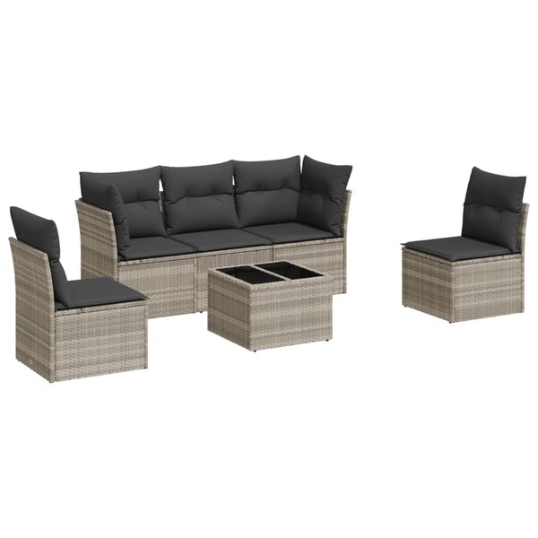 vidaXL Salon de jardin 6 Pièces avec coussins gris clair résine tressée