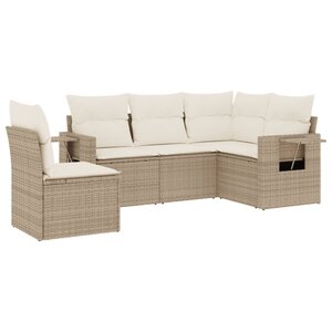 vidaXL Salon de jardin avec coussins 5 Pièces beige résine tressée
