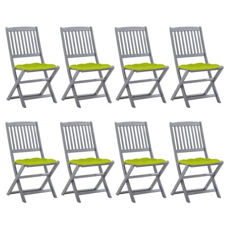 vidaXL Chaises pliables d'extérieur 8 Pièces avec coussins Bois d'acacia