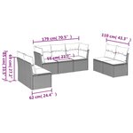vidaXL Salon de jardin 7 Pièces avec coussins noir résine tressée