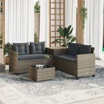 vidaXL Canapé de jardin avec table et coussins en forme de L gris