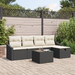 vidaXL Ensemble de canapé de jardin 6 pièces avec coussins Noir Poly Rattan