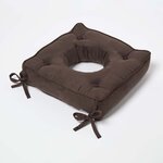 Galette de chaise coussin bouée en suédine Marron  40 x 40 x 10 cm - HOMESCAPES
