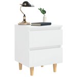 vidaXL Tables de chevet pieds en pin 2 Pièces blanc brillant 40x35x50 cm