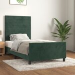 vidaXL Cadre de lit avec tête de lit Vert foncé 100x200 cm Velours